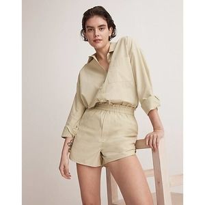 Madewell Pull On Green High Rise Shorts Women's NWT Size M Elastic Waist